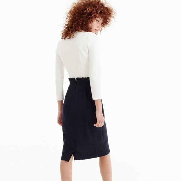 J. Crew 365 3/4 Sleeve Sheath 'Combo Dress' in Ivory White & Navy Blue Size 4 - Picture 7 of 13